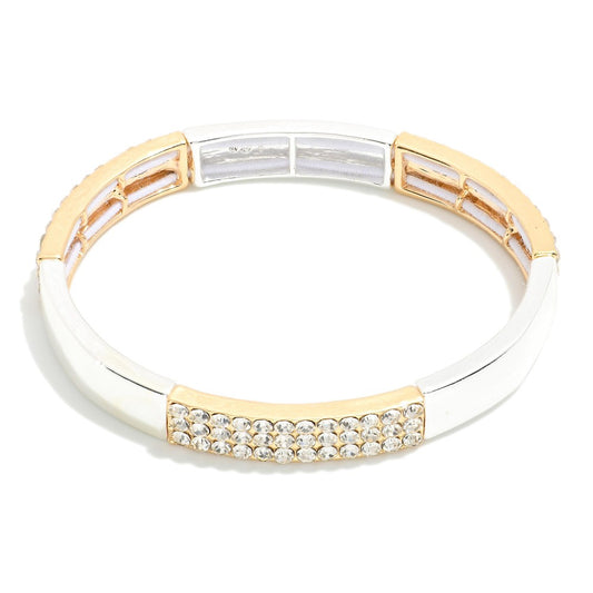 Gold & Silver Diamond Stretch Bracelet