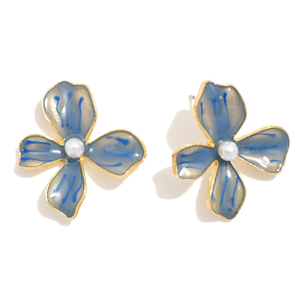 Flower with Peal Detail Earrings