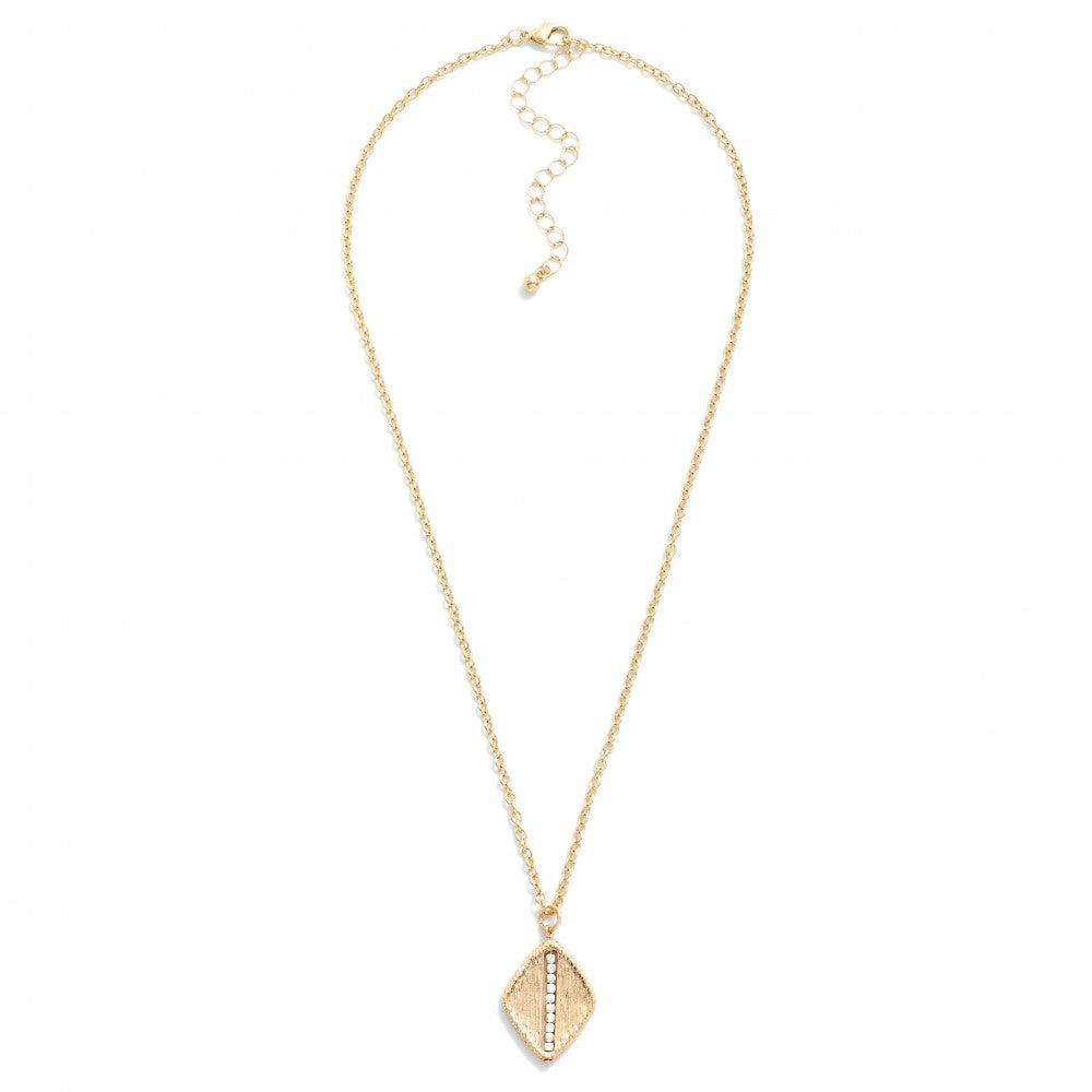 Brushed Diamond Beaded Necklace