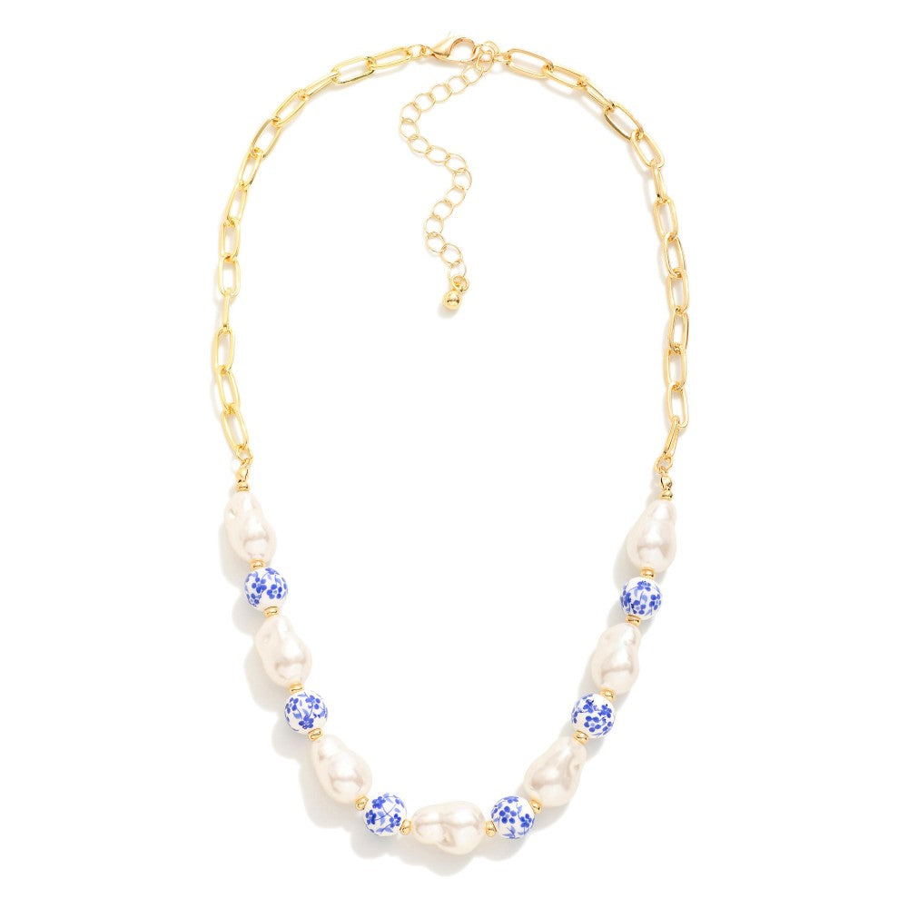 Gold Paperclip Chinoiserie Necklace