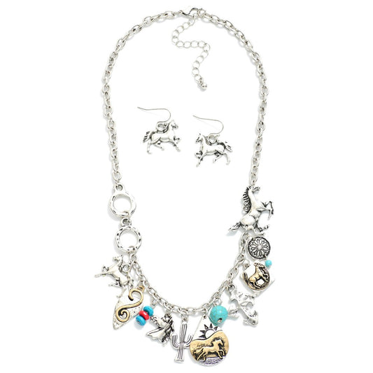 Metal Western Charm Necklace Set