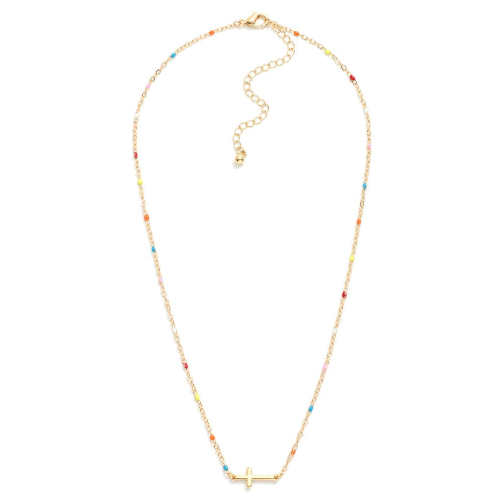 Horizontal Cross Beaded Necklace