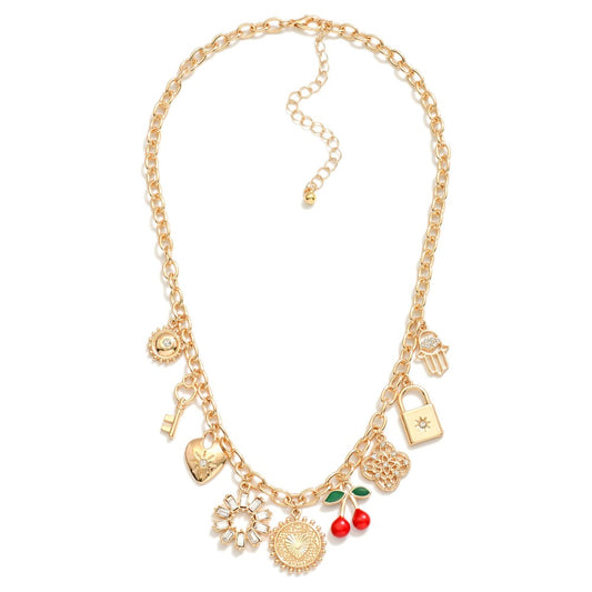 Gold Cherry Charm Necklace