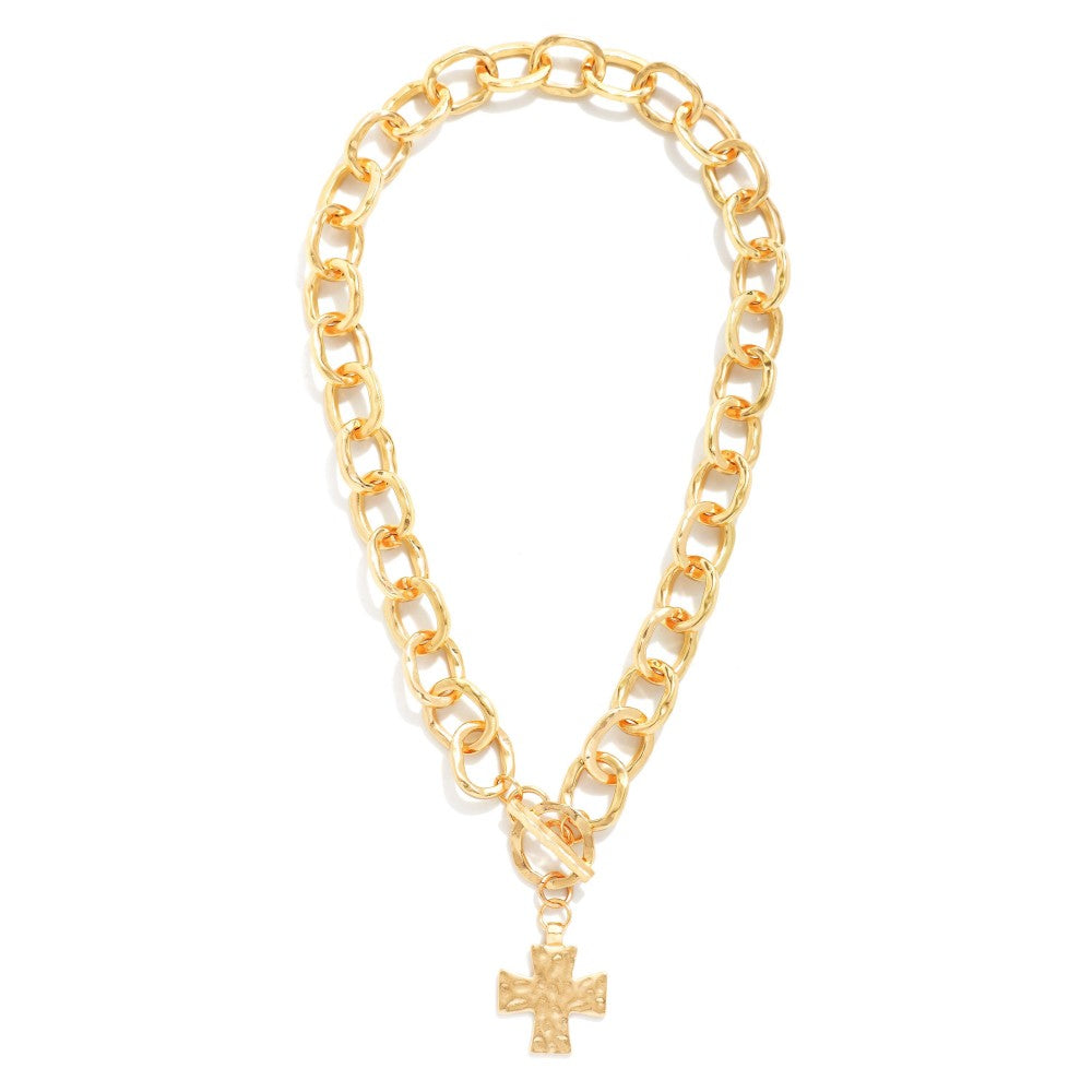 Hammered Cross Necklace
