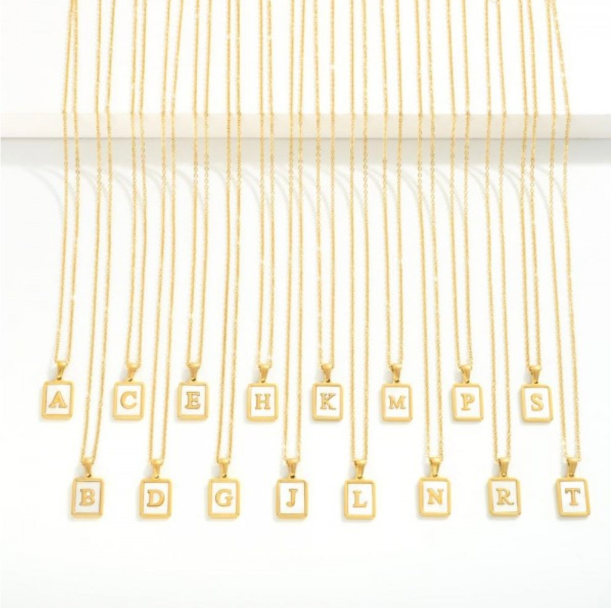 Pearl Inlay Initial Necklace