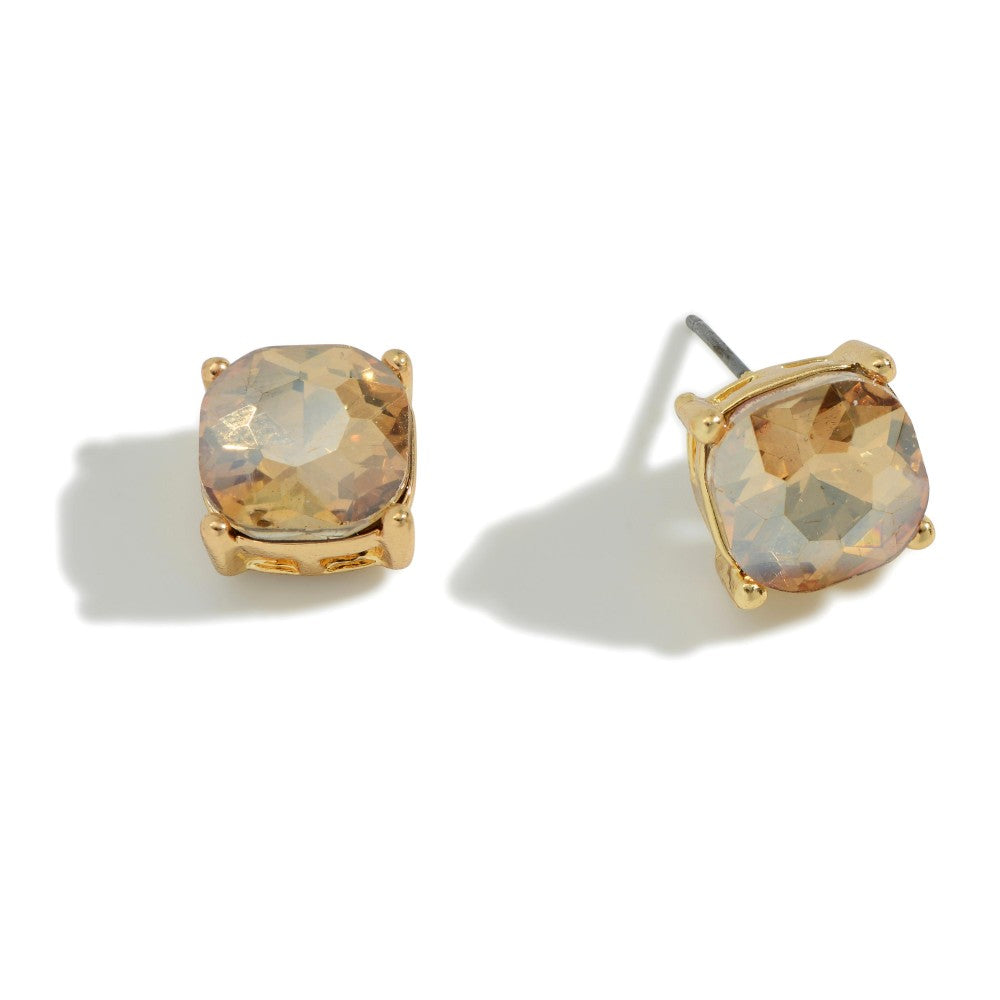 Gold Rhinestone Stud Earrings