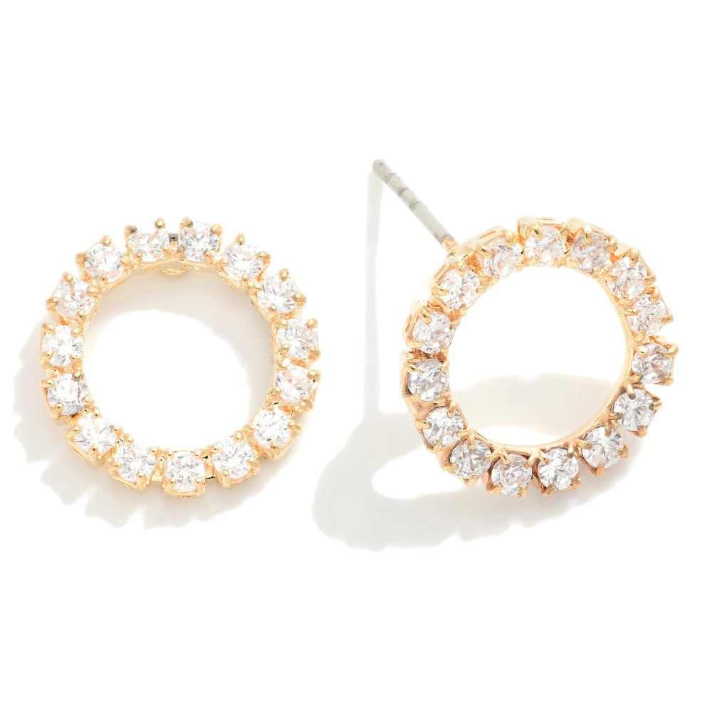 Gold Circle Stud Earrings