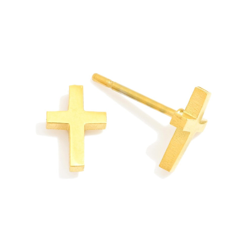 Gold Metal Cross Studs