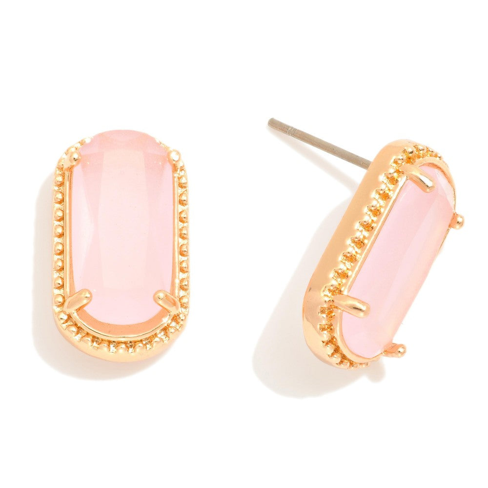 Gold Crystal Rectangle Earrings