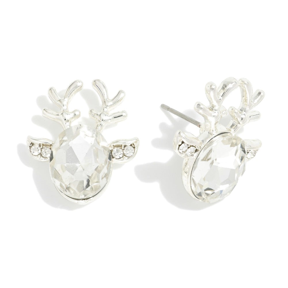 Rhinestone Reindeer Head Earrings