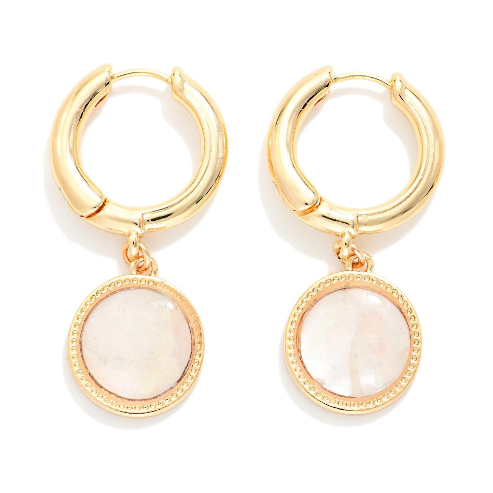 Gold Pearlescent Circle Dangle Earrings