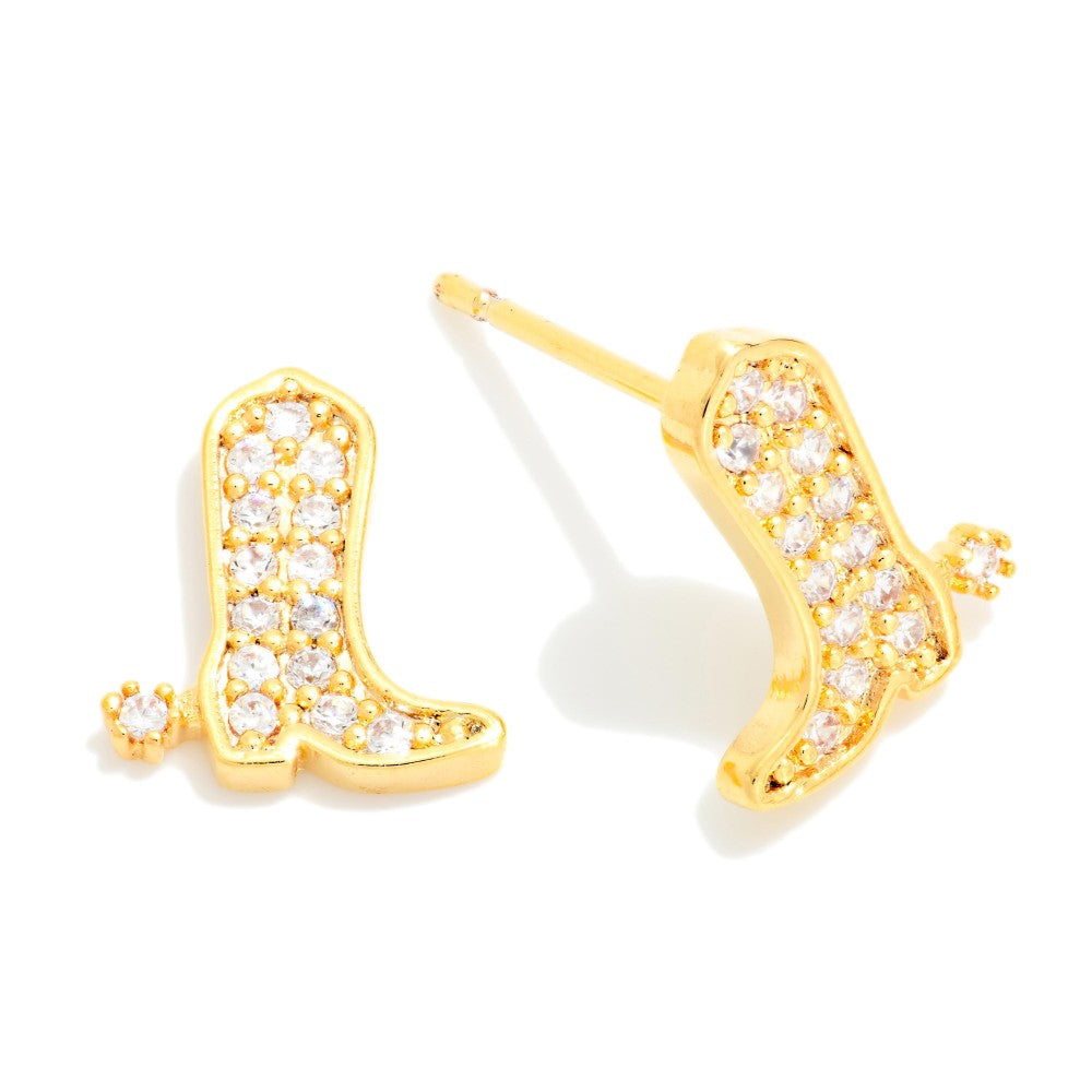 Gold Cowgirl Boots Rhinestone Studs