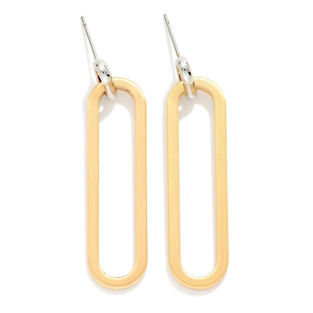 Gold Long Oval Earrings