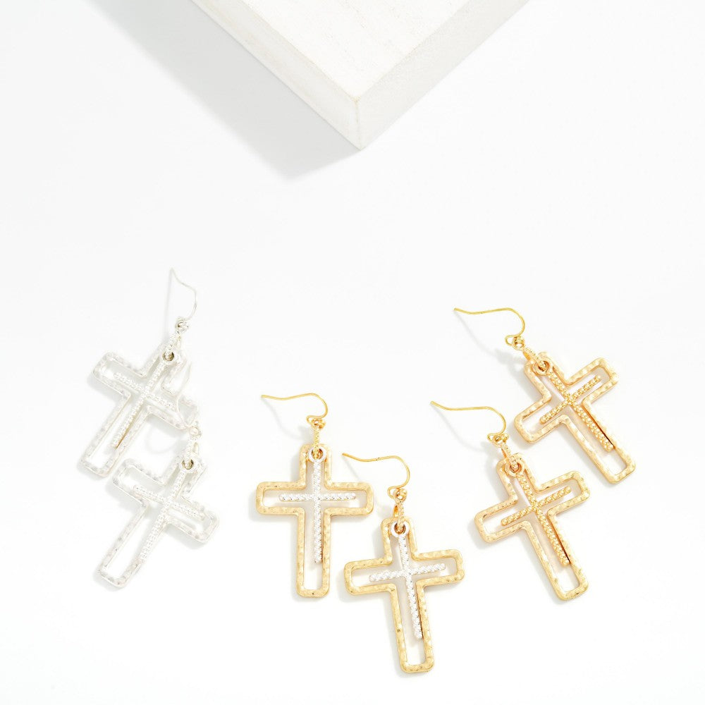 Rhinestone Cross Nesting Earrings