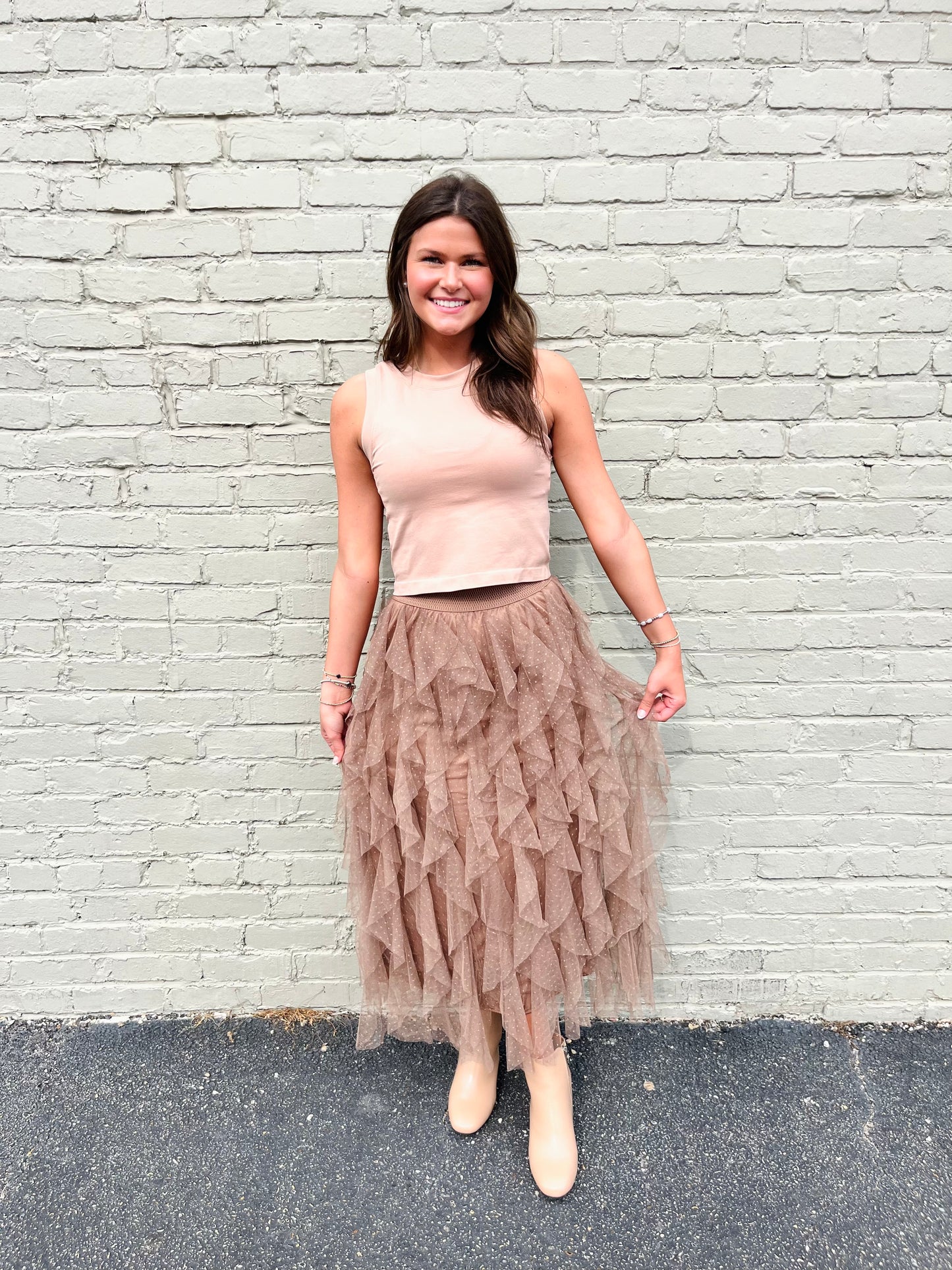 Taupe Ruffle Skirt