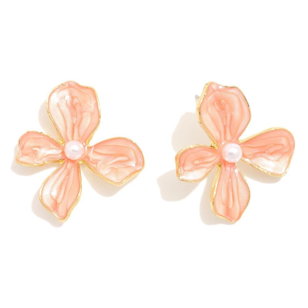 Flower with Peal Detail Earrings