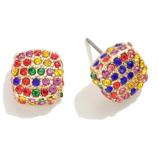 Rhinestone Studded Square Stud Earring