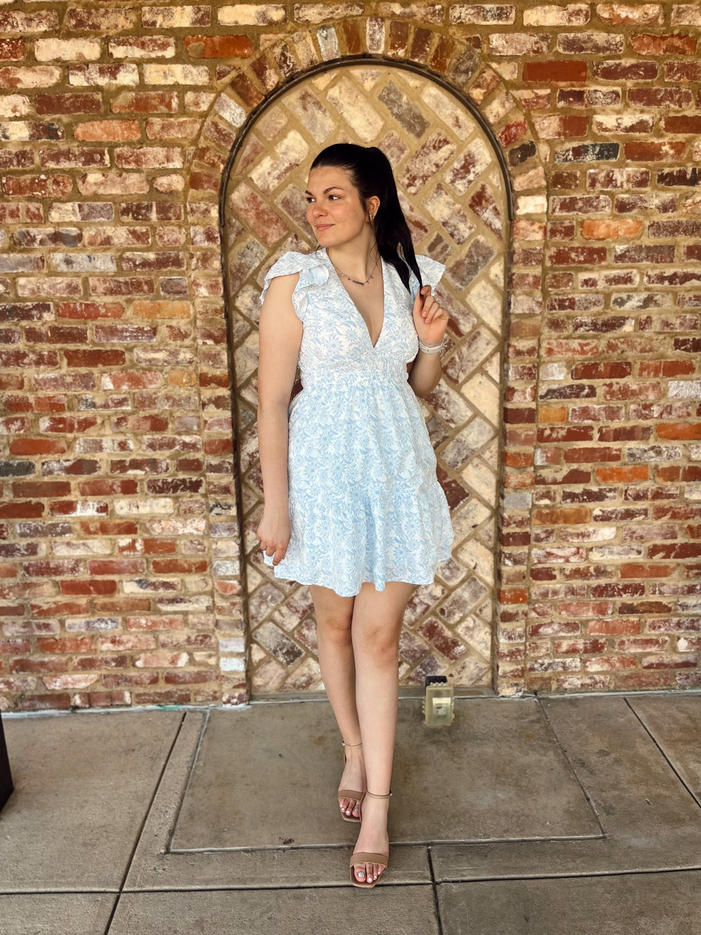 Woven Butterfly Sleeve Dress