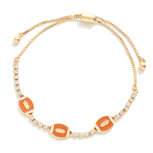 Rhinestone Football Bracelet