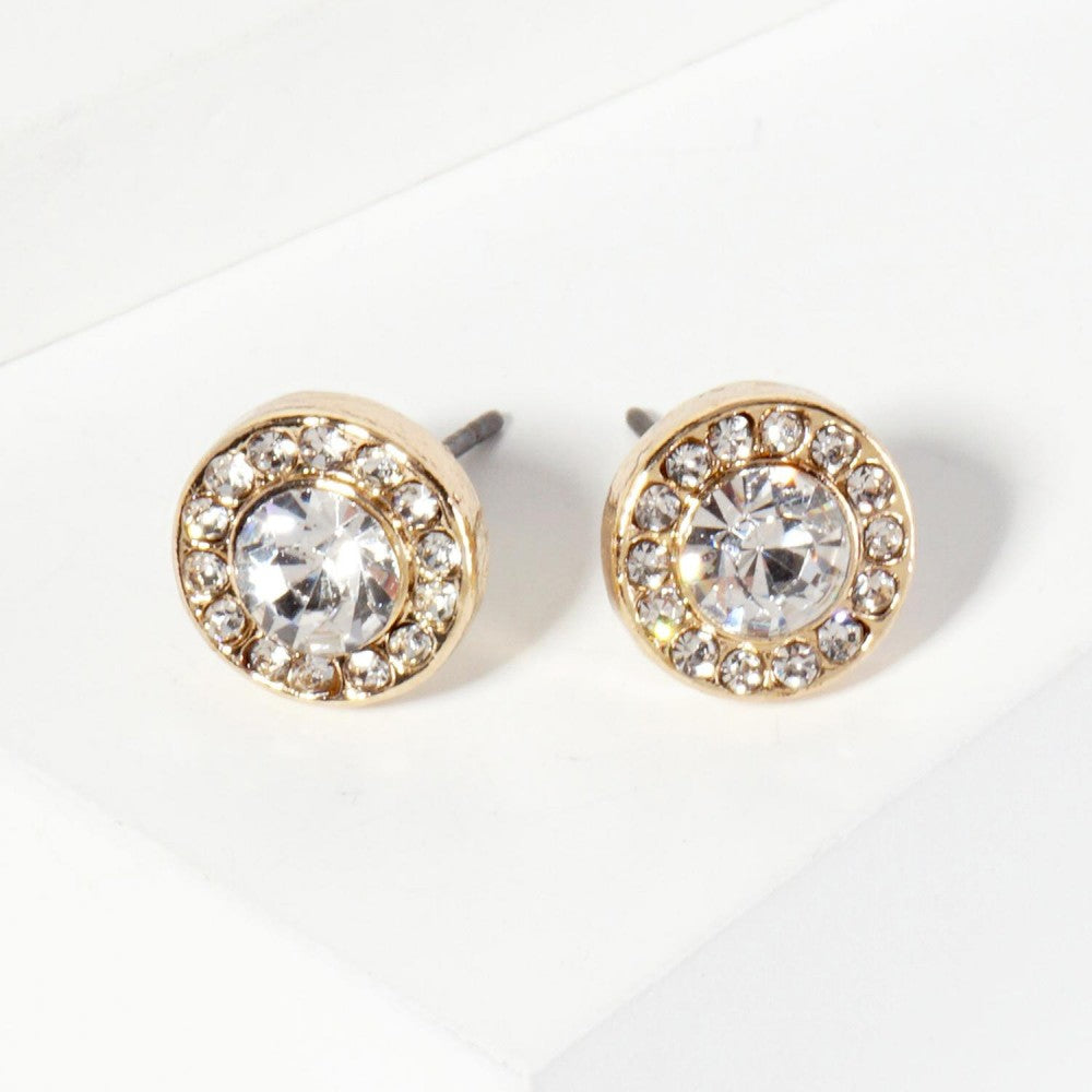 Rhinestone Stud with Mini Crystal Earrings