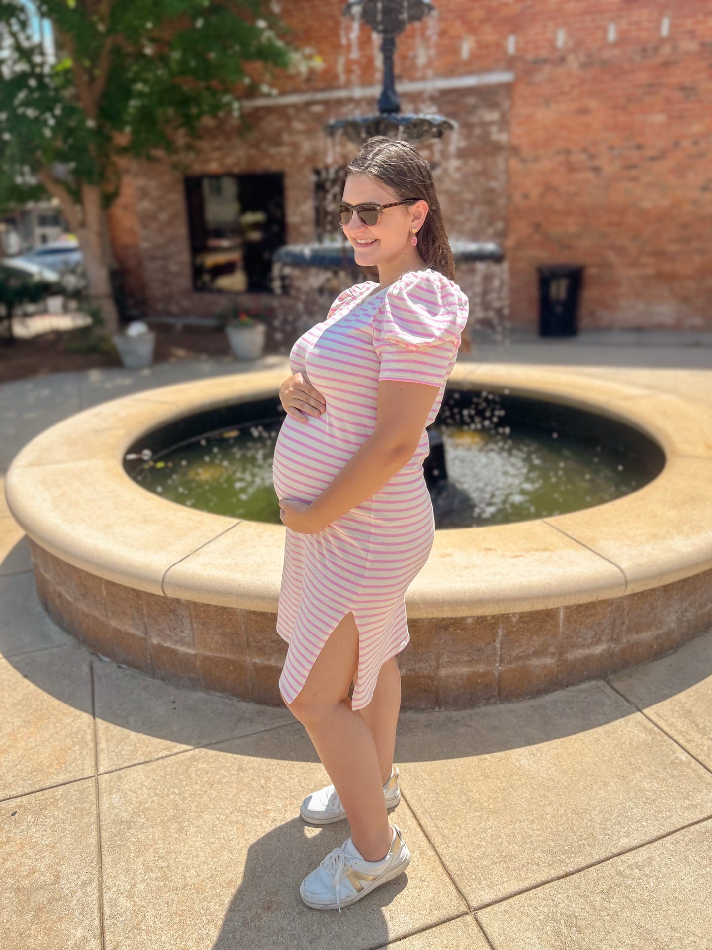 Jersey Stripe Puff Dress