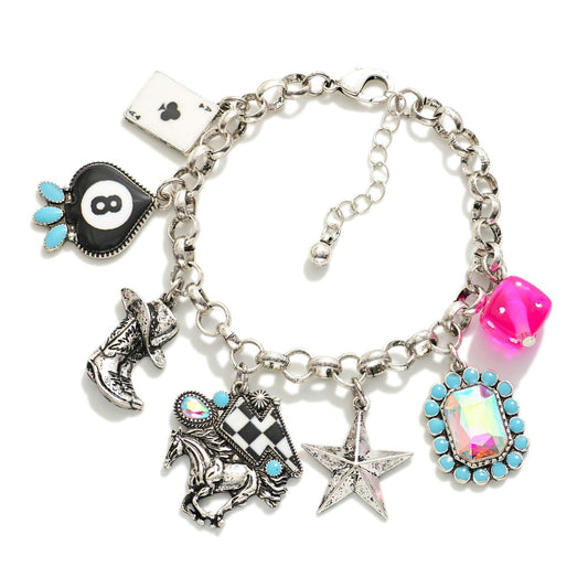 Metal Western Turquoise Charm Bracelet
