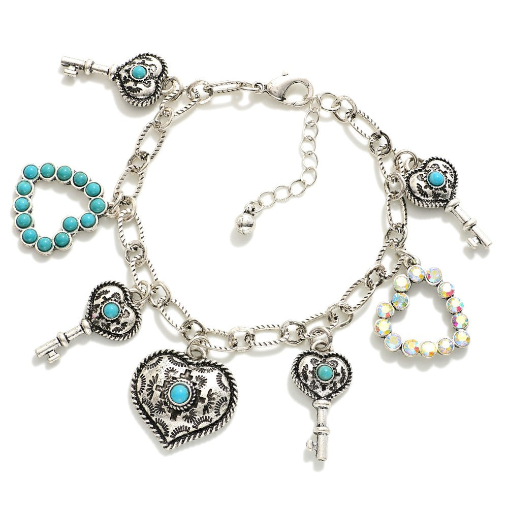 Metal Western Turquoise Charm Bracelet