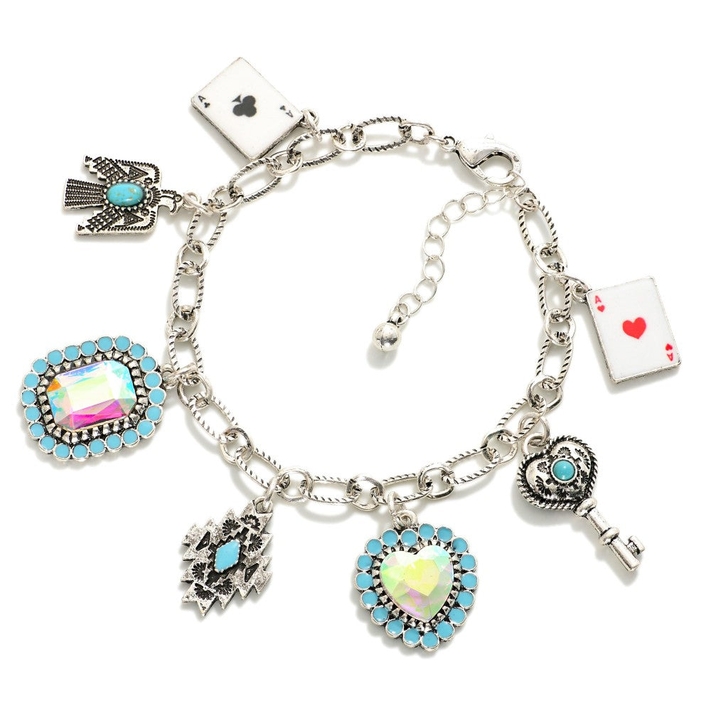 Metal Western Turquoise Charm Bracelet