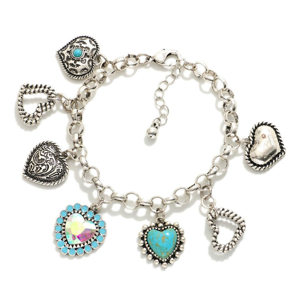 Metal Western Turquoise Charm Bracelet