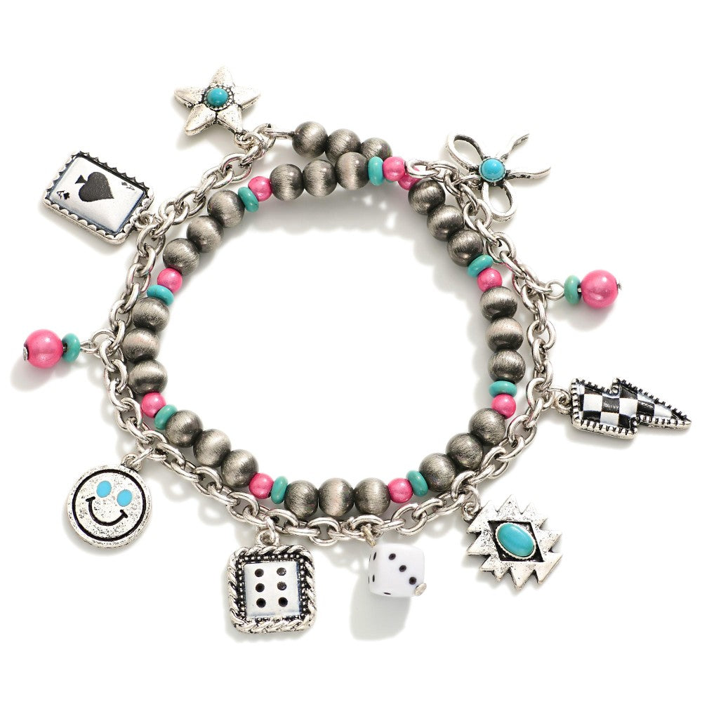 Metal Western Turquoise Charm Bracelet