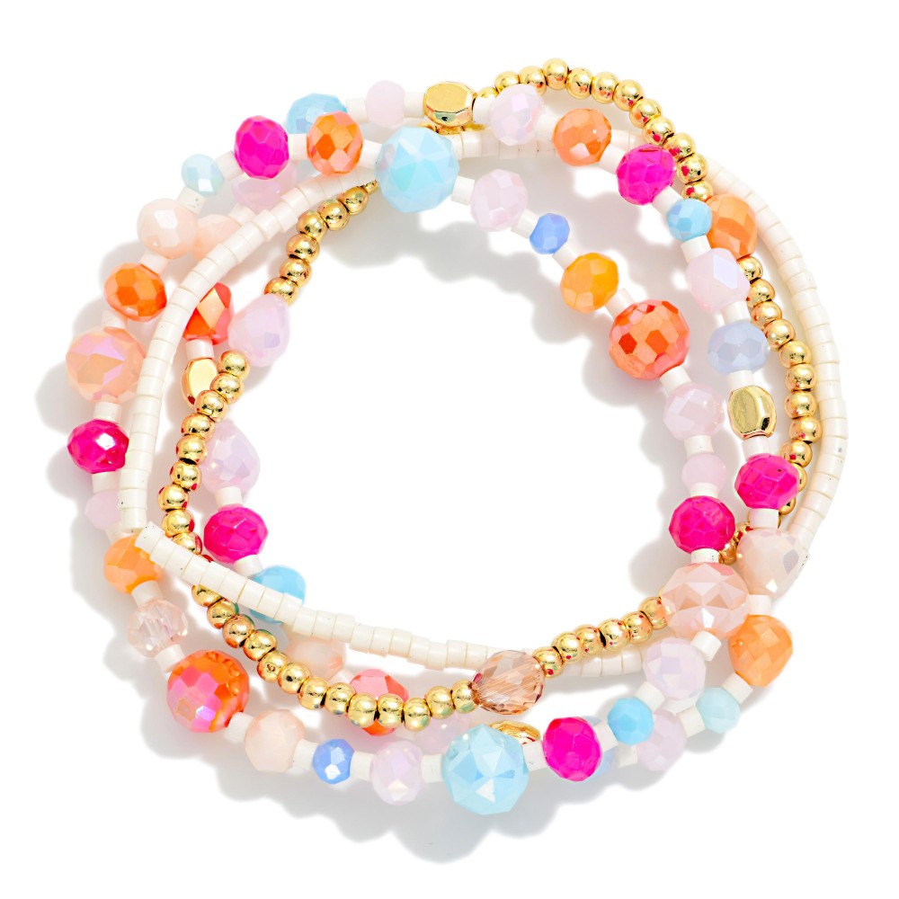 Pastel Beaded Bracelets Set (4)