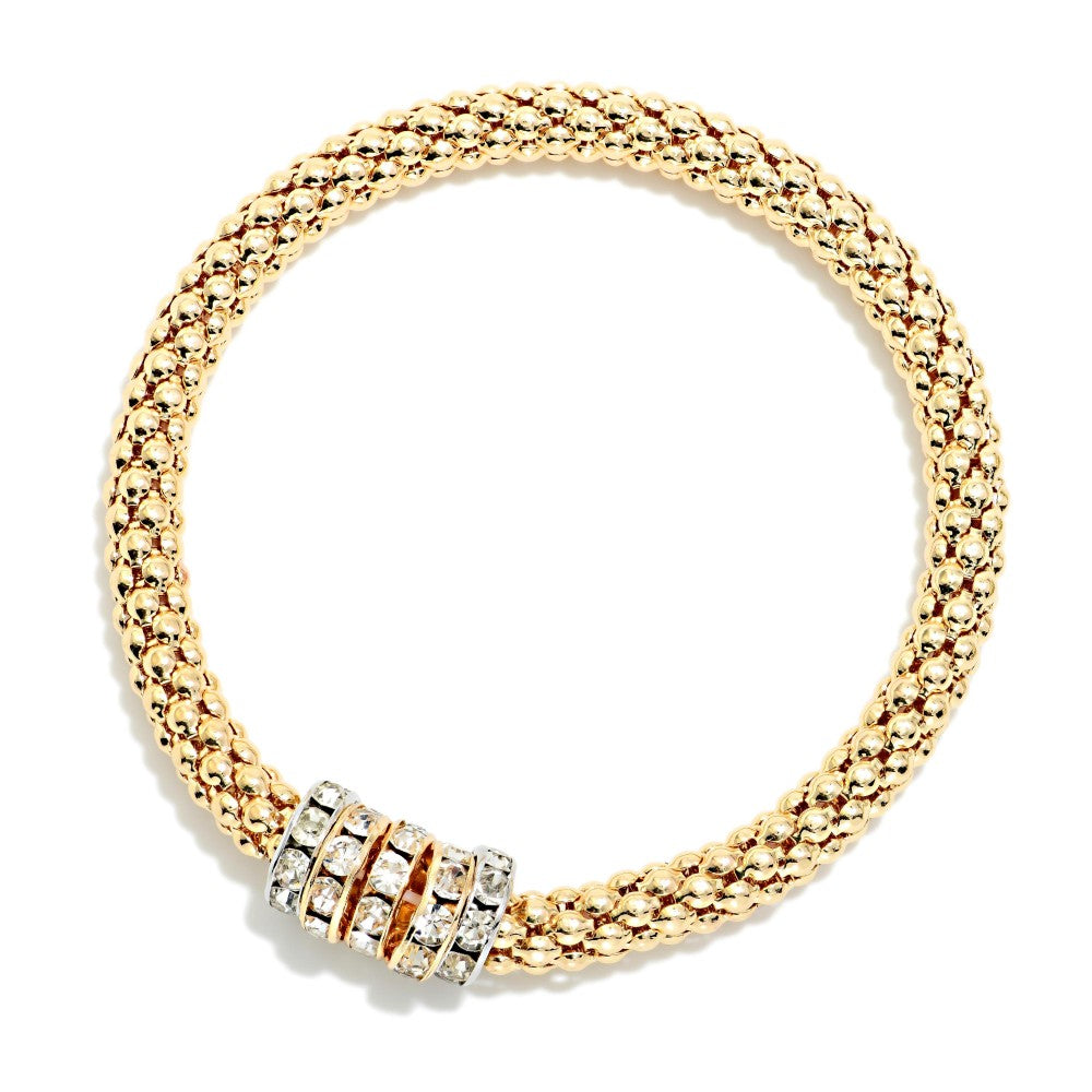 Gold Rhinestone Disks Bracelet