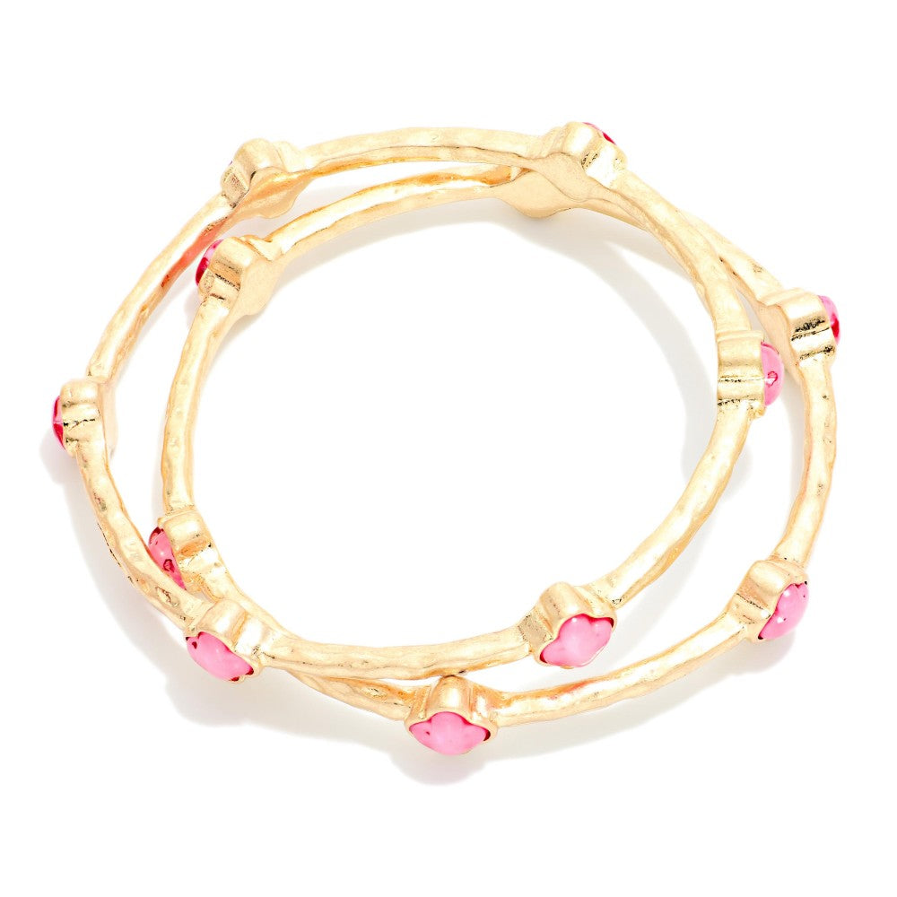 Gold Clover Stones Bracelet Set (2)