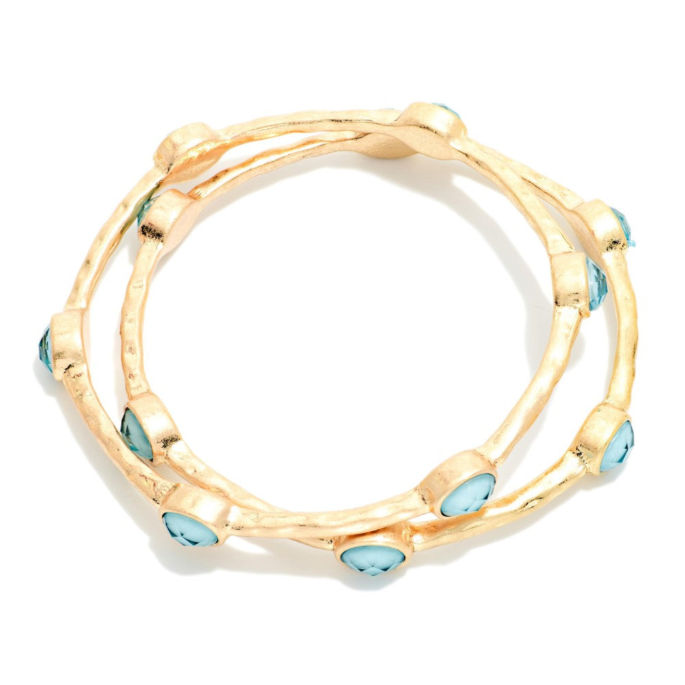 Gold Aqua Stones Bracelet Set (2)