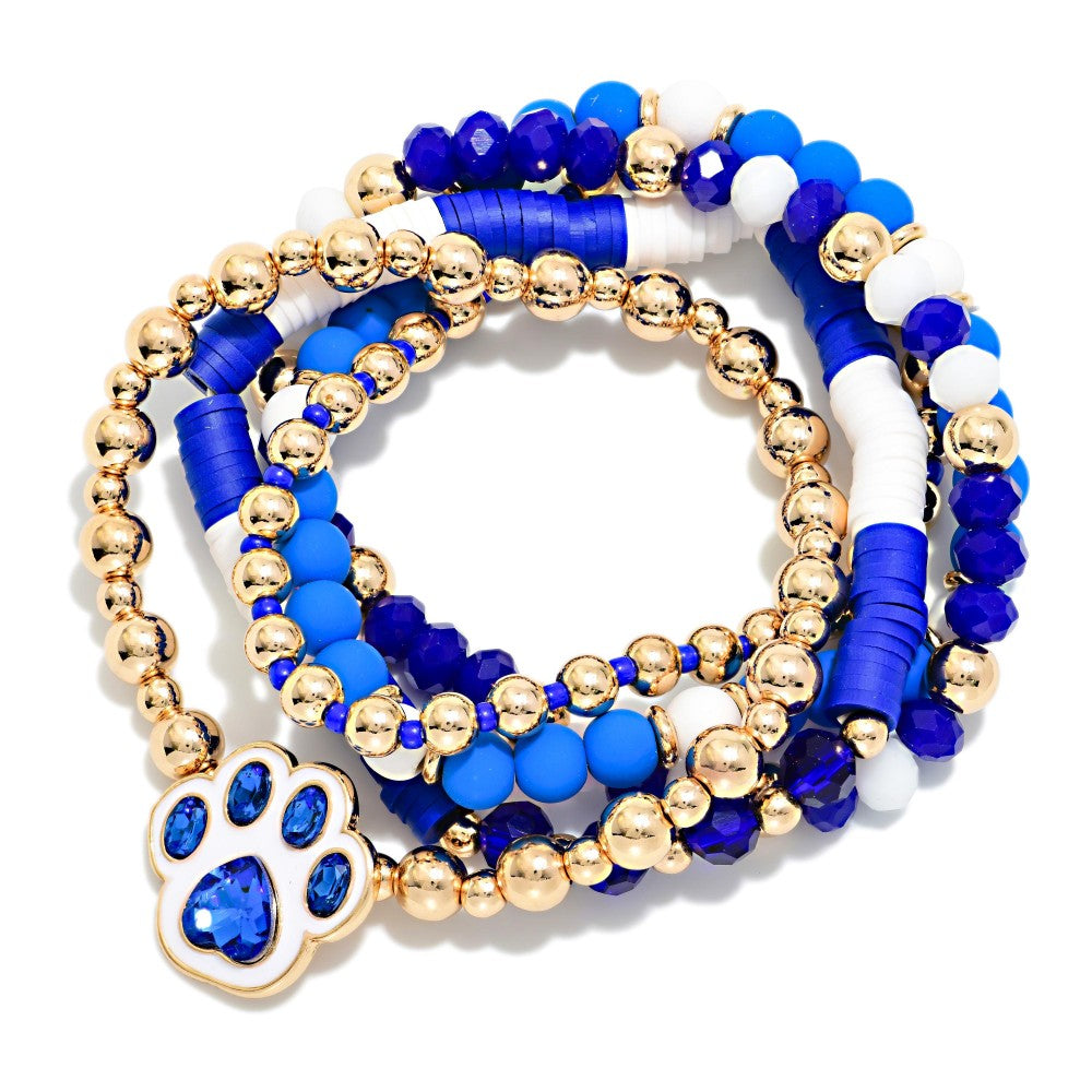 Paw Print Beaded Bracelet Set (5)