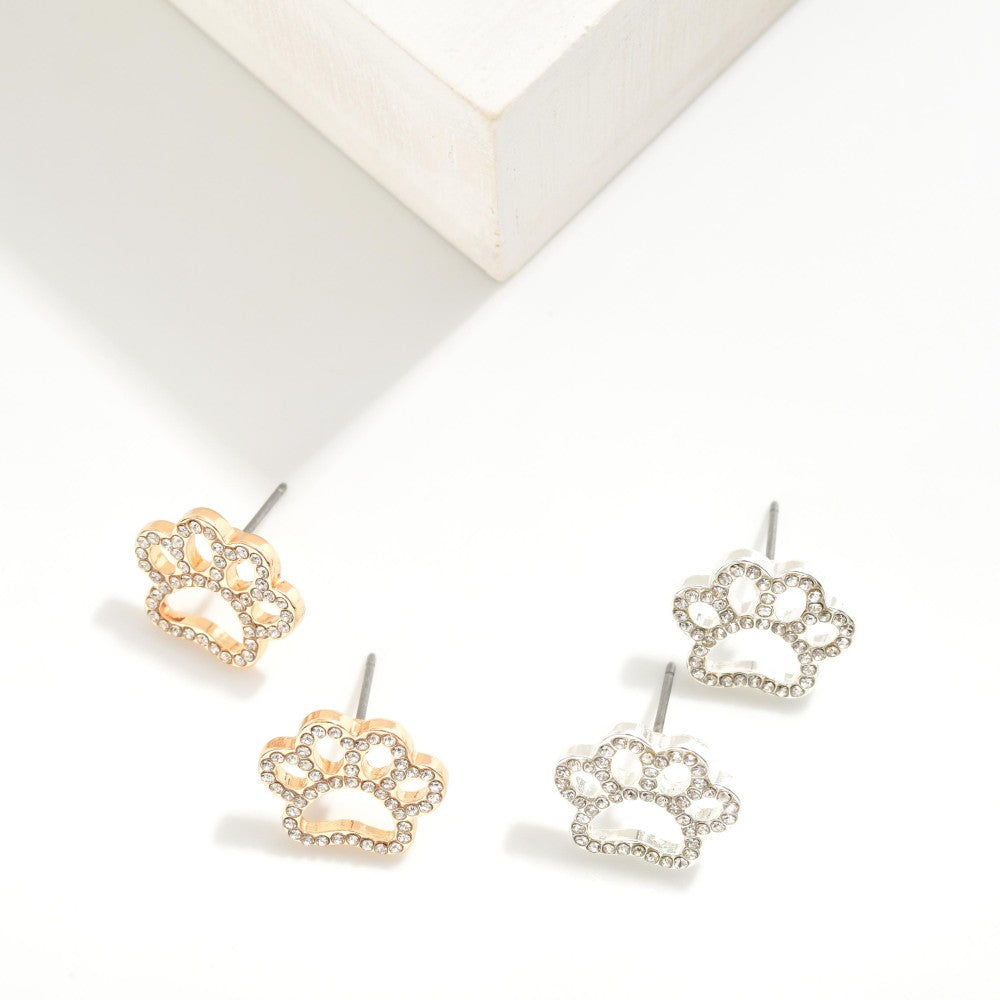 Rhinestone Tiger Paw Earrings