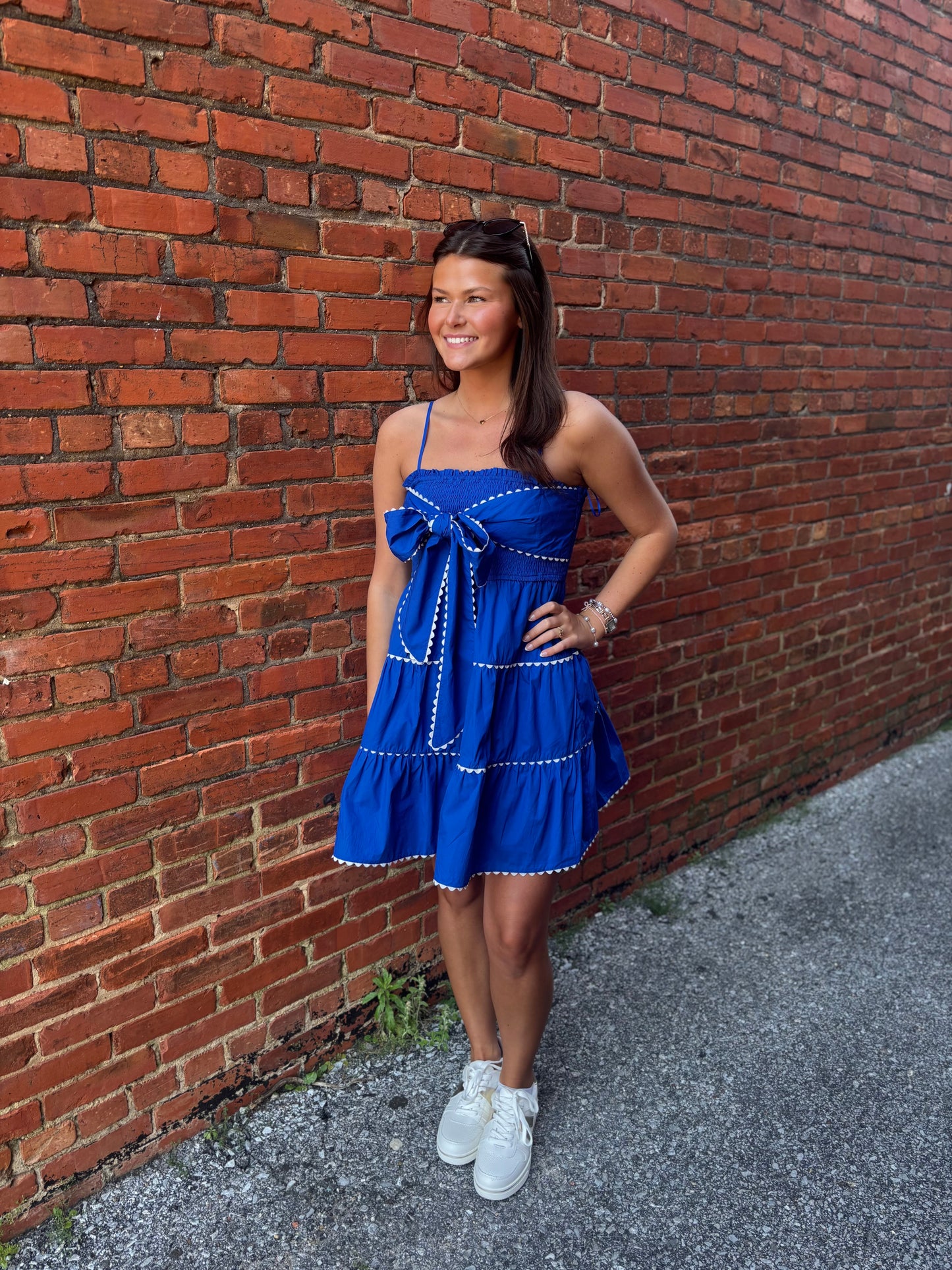 Ric Rac Trim Dress W/ Front Bow