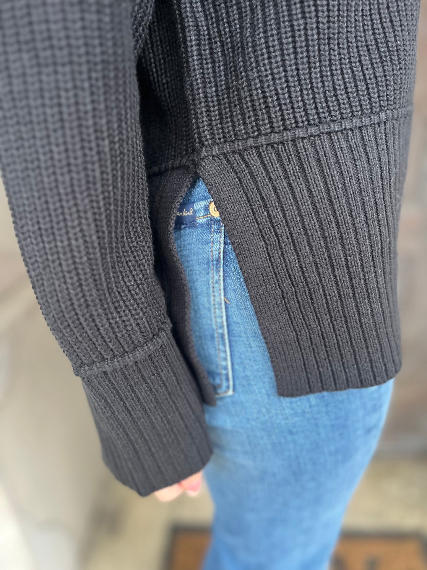 Raglan Long Sleeve Side Slit Sweater