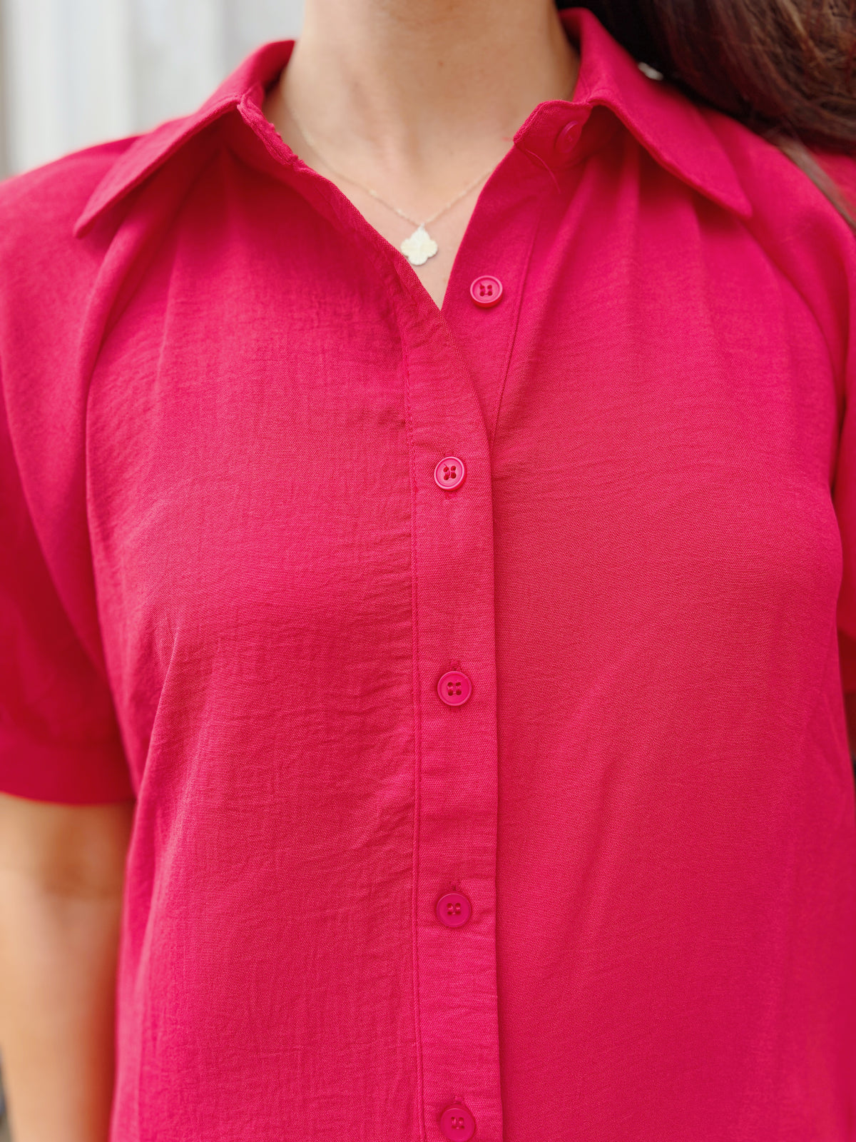 Red Button Down Mini Dress
