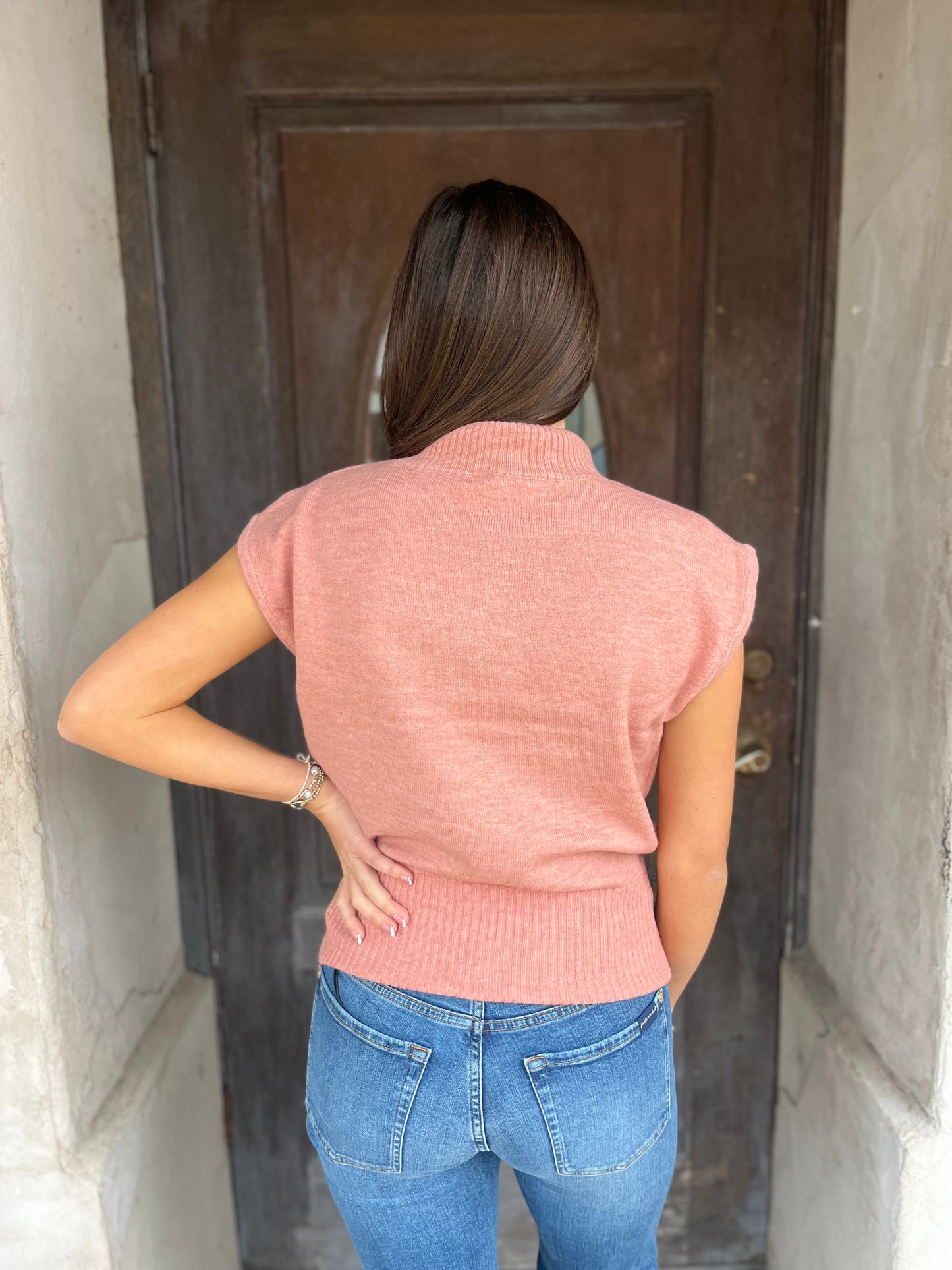 High Neck Sleeveless Knit Top