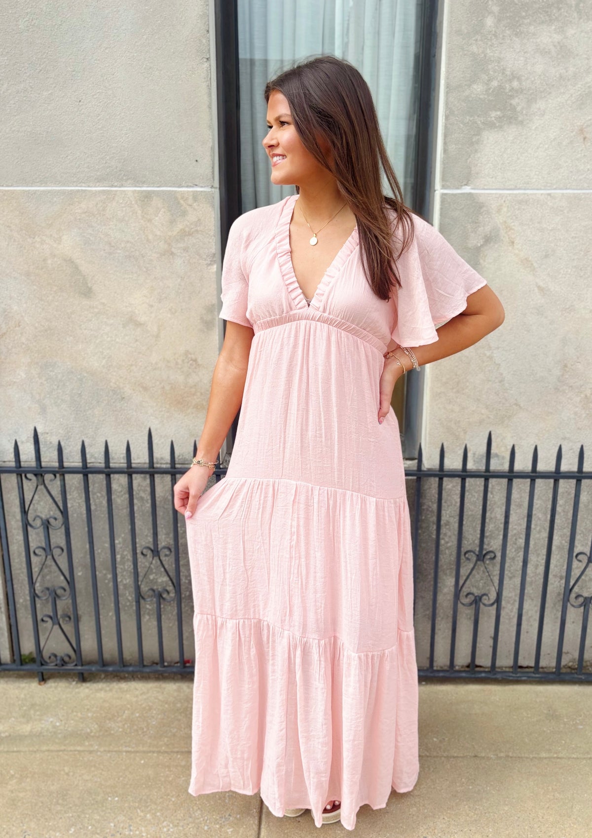 Flutter Sleeve Maxi Dress