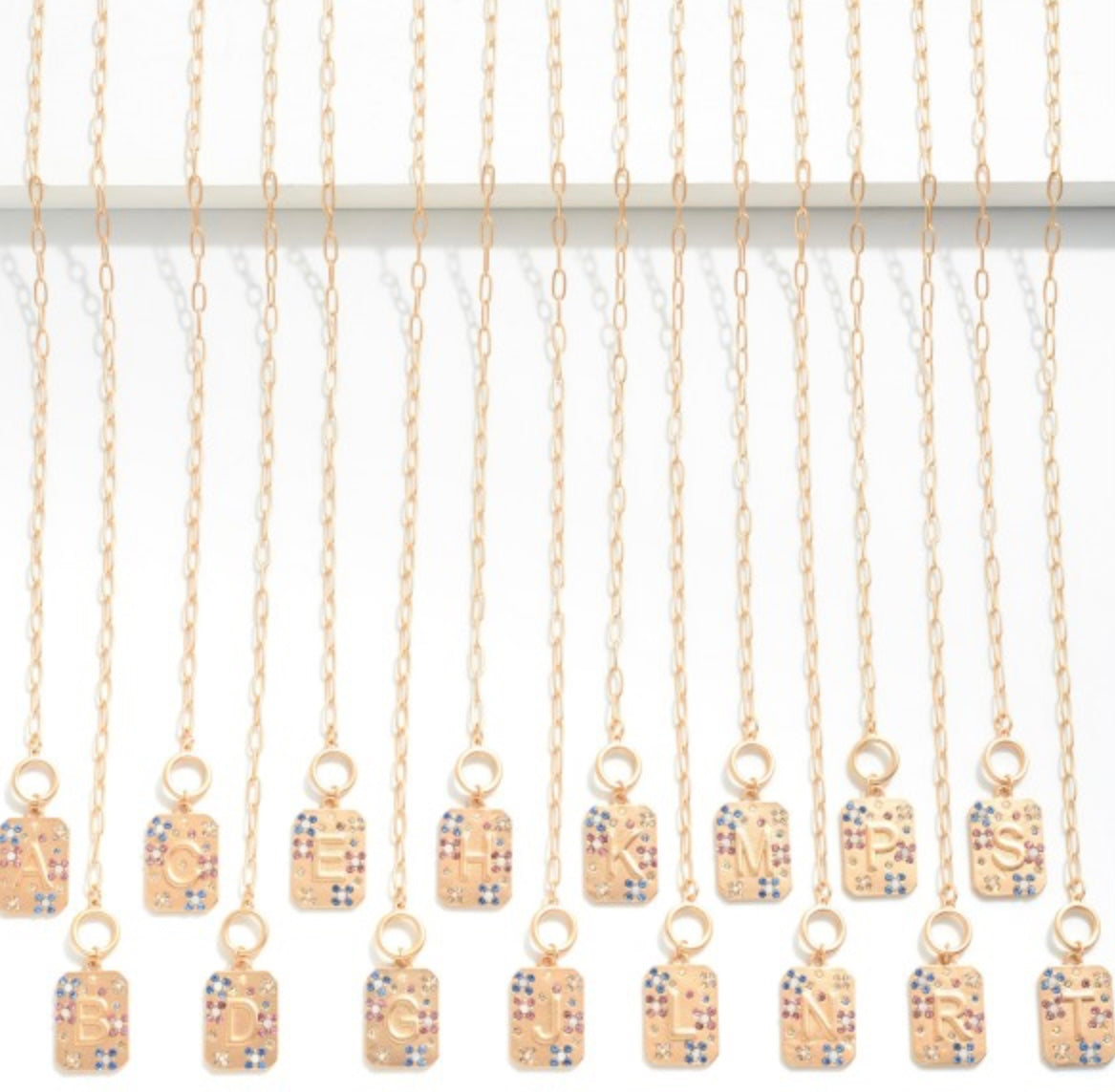 Gold T-Bar Initial Necklace