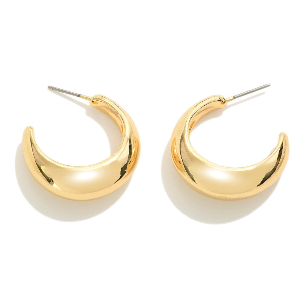 Tapered Metal Hoop Earrings
