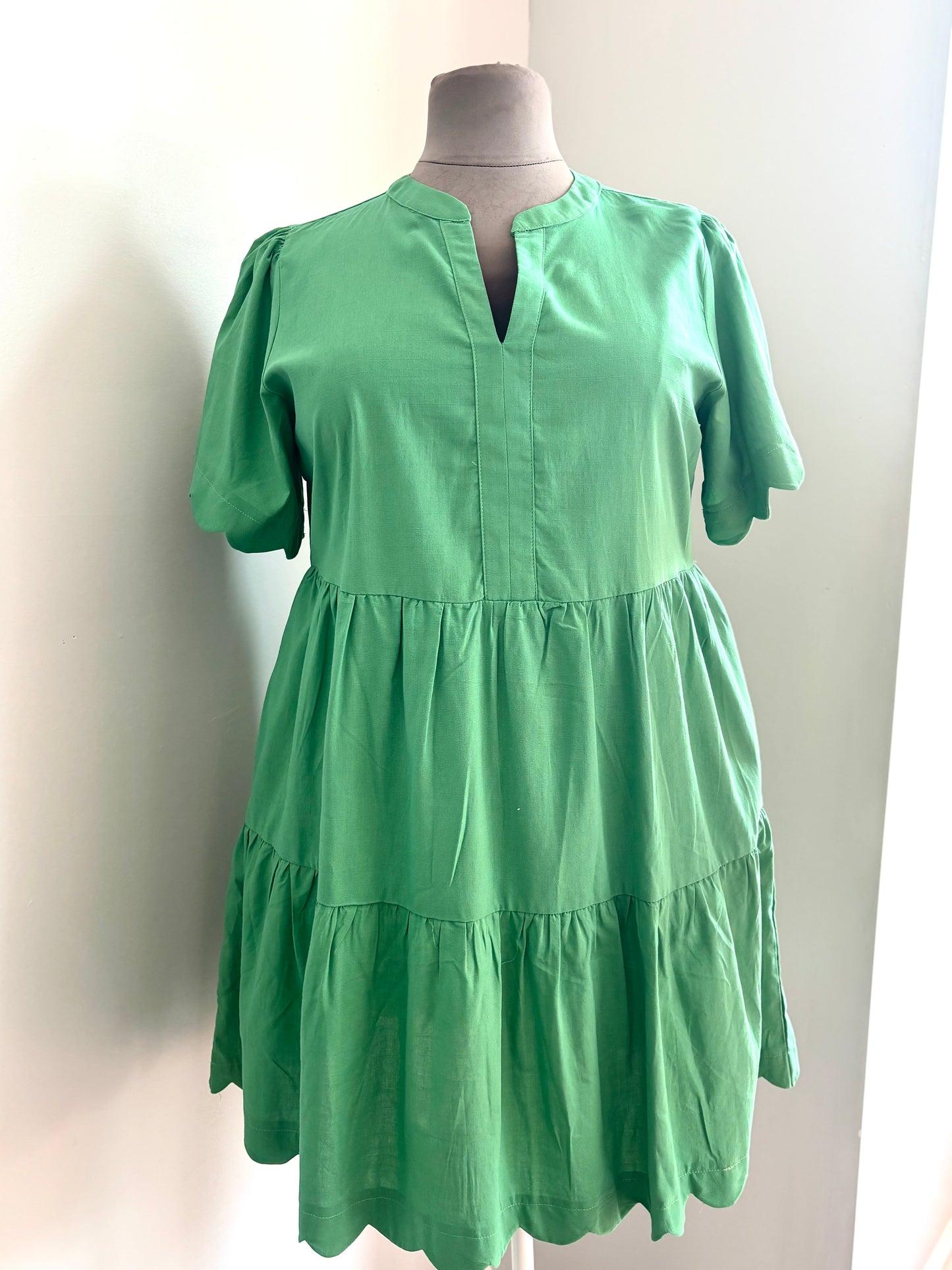 Green Scallop Mini Dress