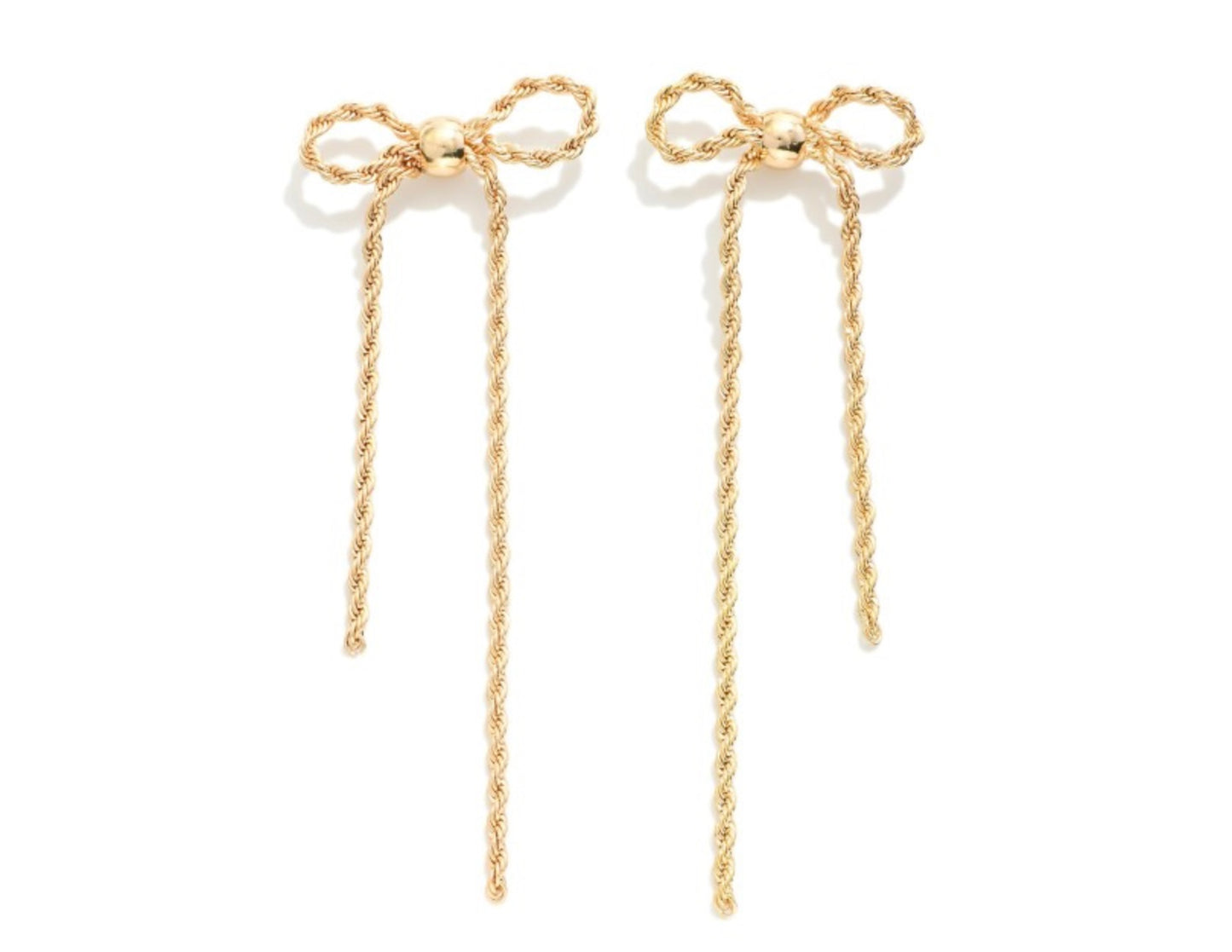 Rope Chain Bow Drop Earrings