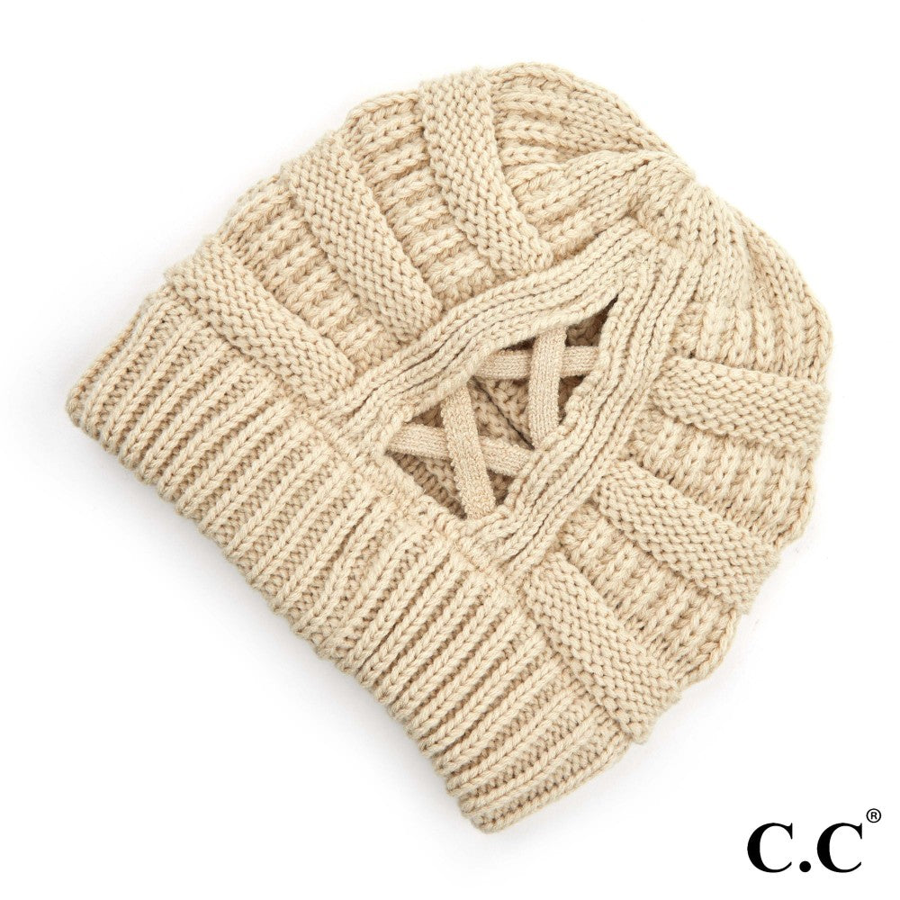 Criss Cross Ponytail Beanie