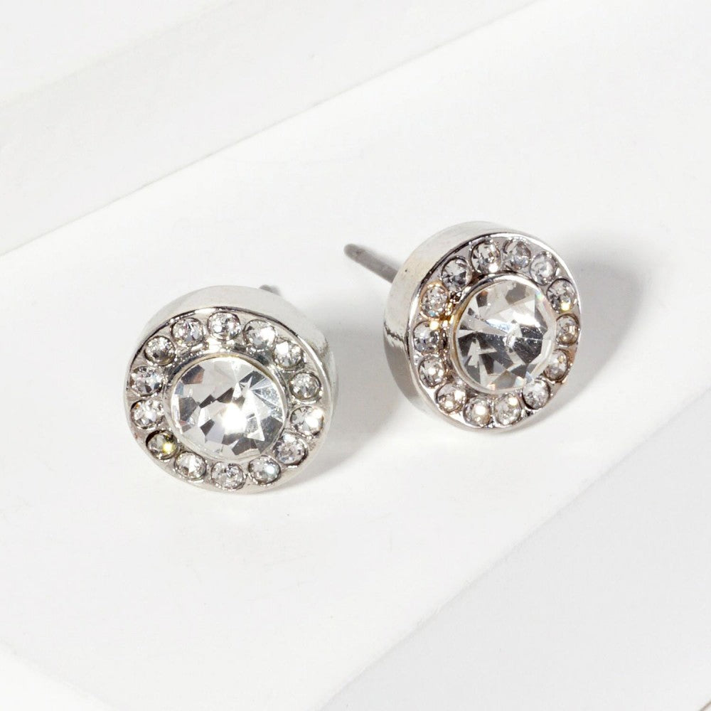 Rhinestone Stud with Mini Crystal Earrings