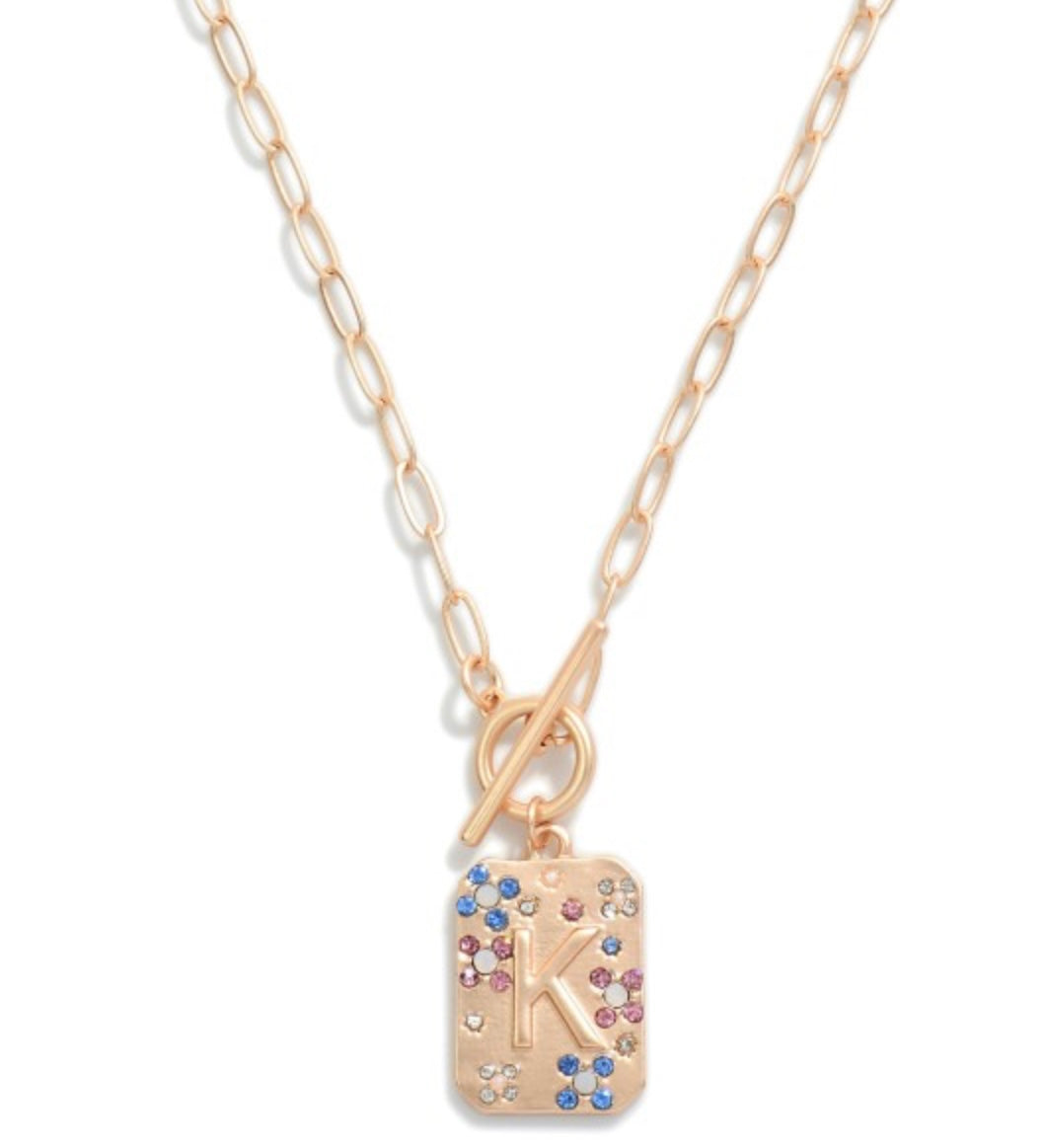 Gold T-Bar Initial Necklace