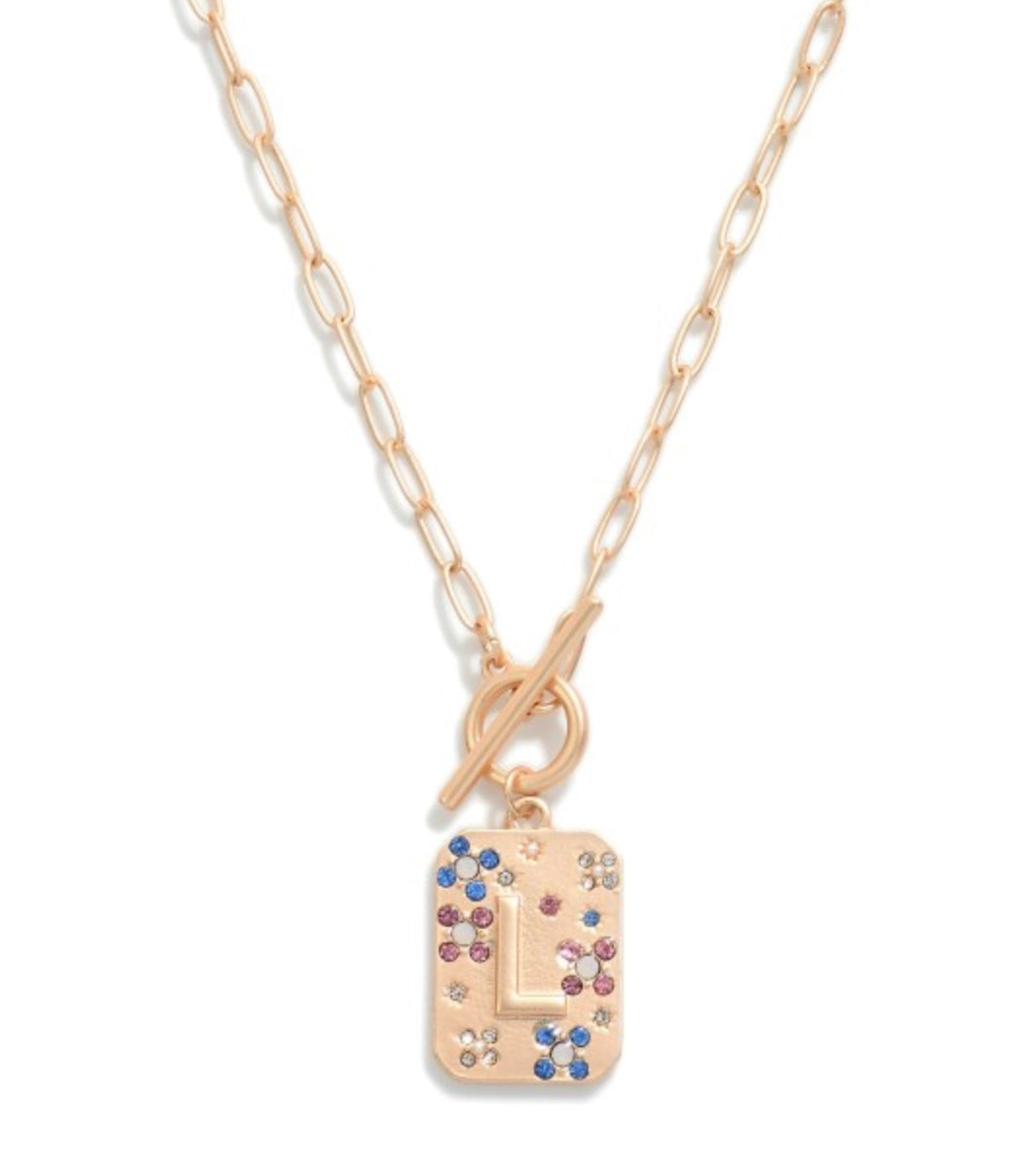 Gold T-Bar Initial Necklace