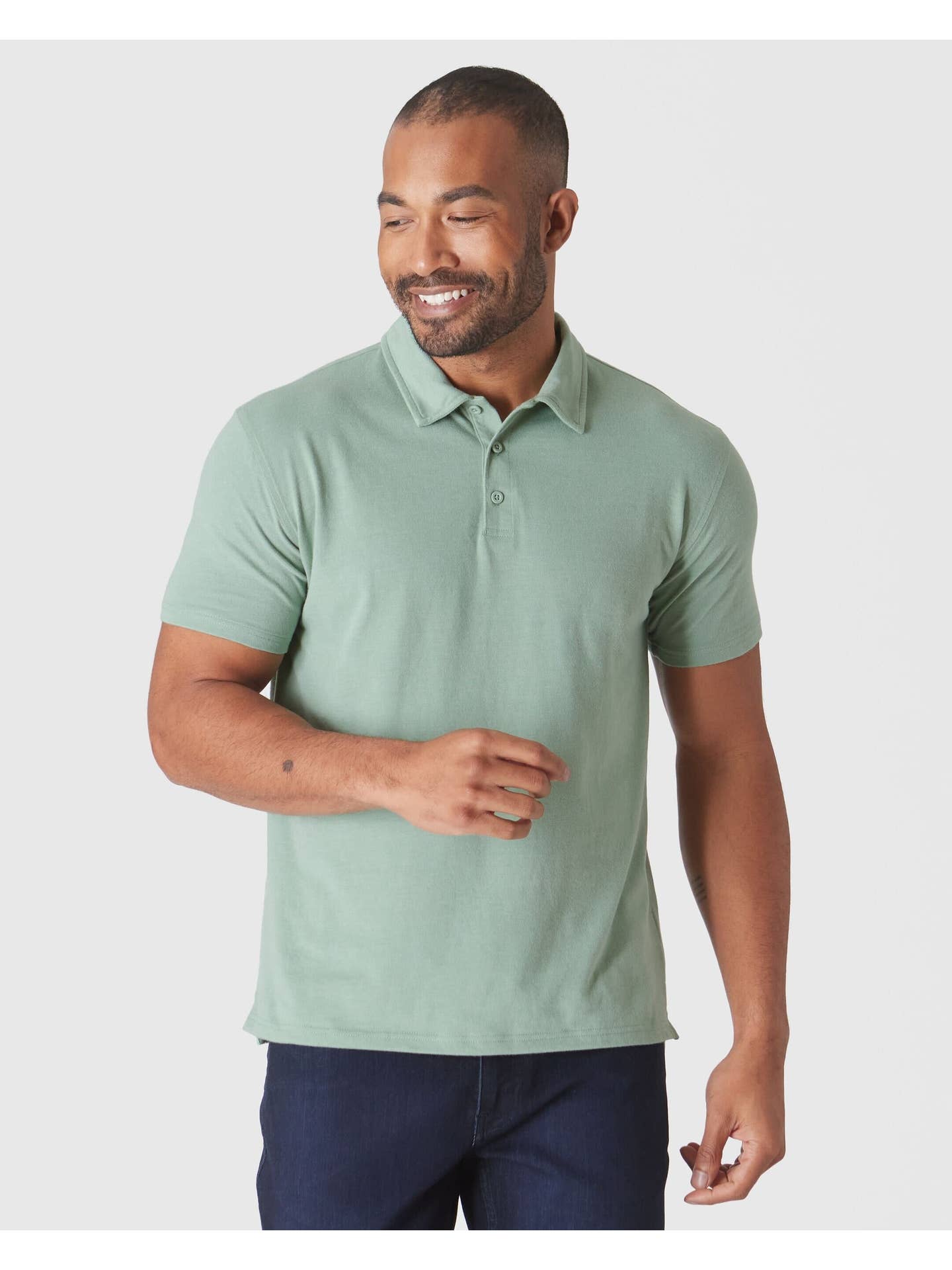 Short Sleeve Shirt | Polo | Heather Slate Green